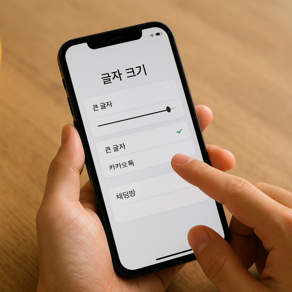 스마트폰 글자 크기 조정 방법을 설명하는 블로그의 대표 이미지로, 다양한 폰트 크기를 예시로 보여주는 화면.