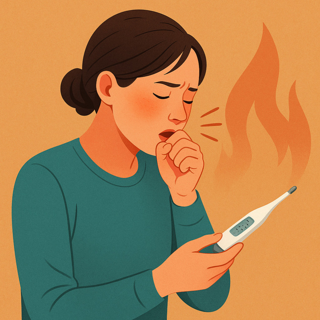 폐렴과 독감의 증상을 비교하며 기침과 발열 시 대처 방법을 안내하는 블로그의 대표 이미지.